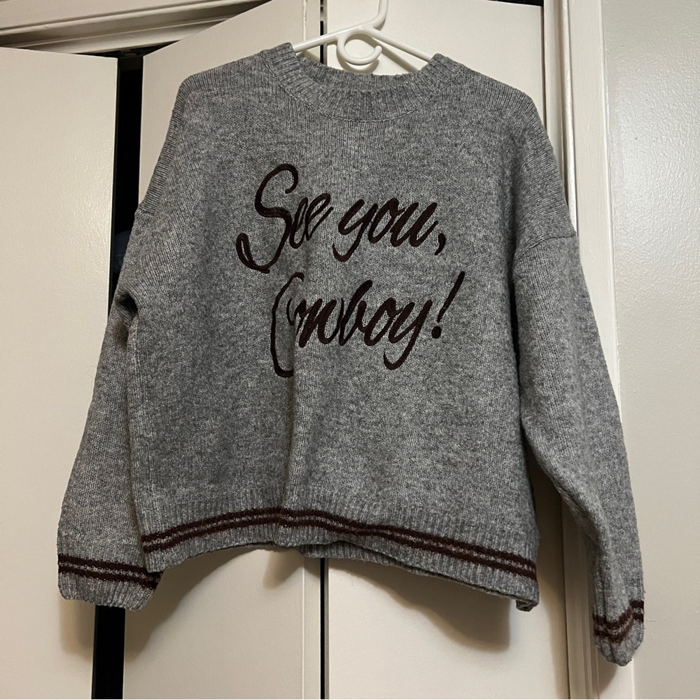 See you cowboy Womens Grey Sweater